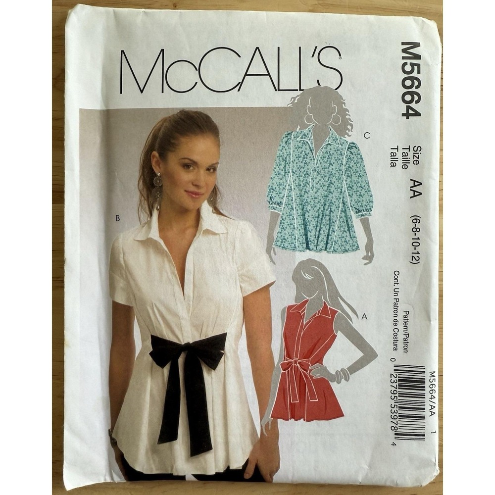 McCall's Pattern M5664‎ Misses' Shirts Size 6 8 10 12 Uncut FF